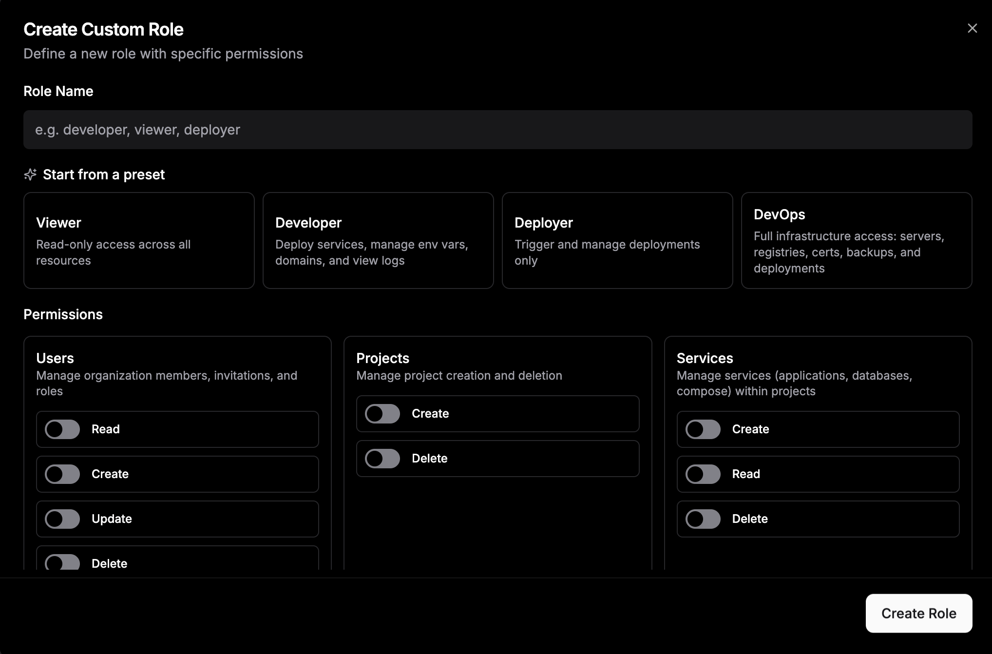 Create custom roles with fine-grained permissions